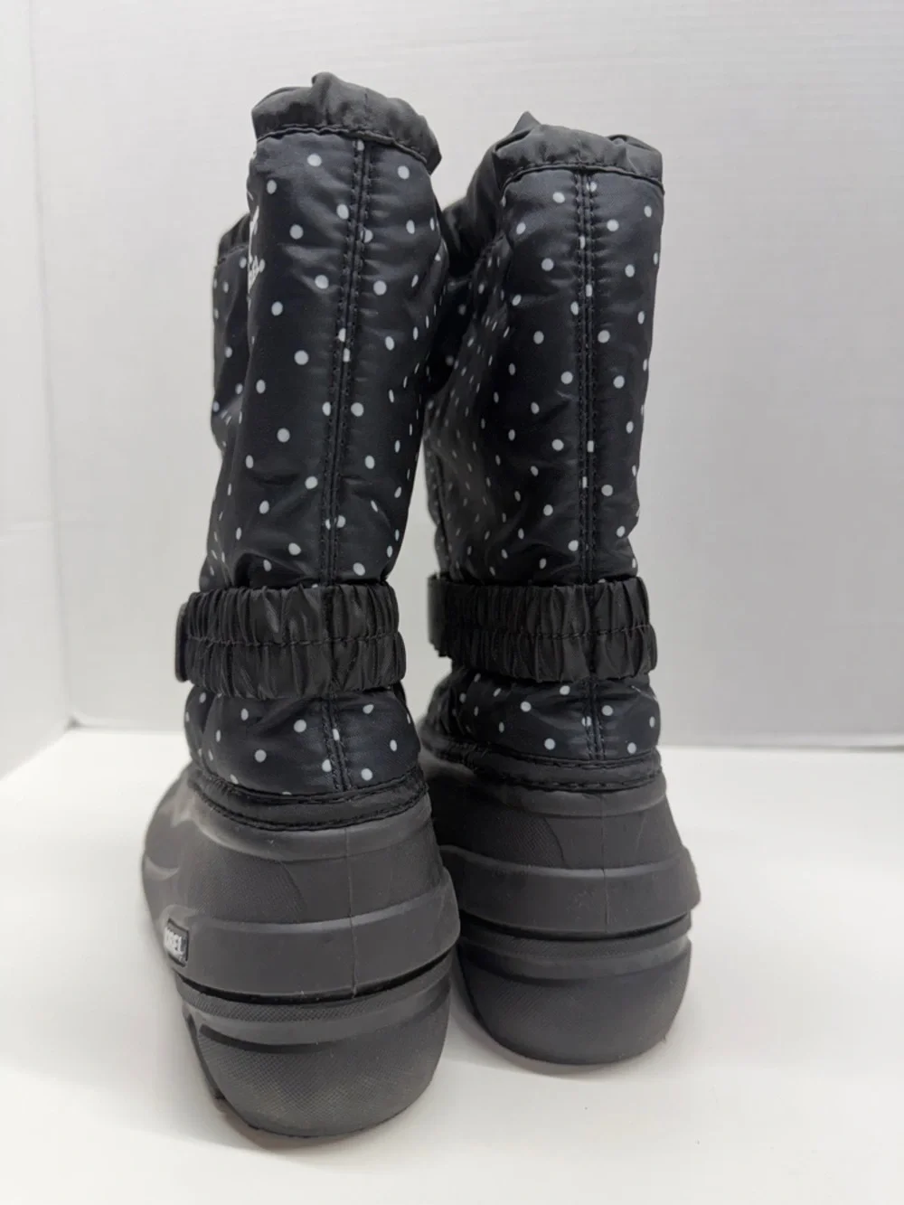 Sorel Flurry Snow Winter Boots Polka Dot Black White Youth Kids Girls Size 2
